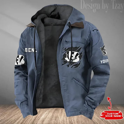 LIMITED EDITION - NEW CUSTOMIZED NFL16 CCB CINCINNATI BENGALS HOODED CARDIGAN JACKET