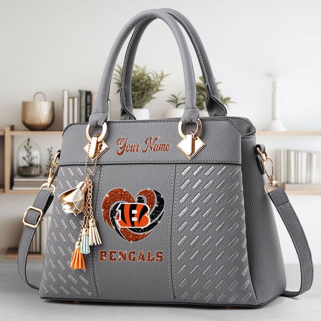 LIMITED EDITION - NEW CUSTOMIZED NFL16 CCB CINCINNATI BENGALS ZIP HANDBAG MULTICOLOR