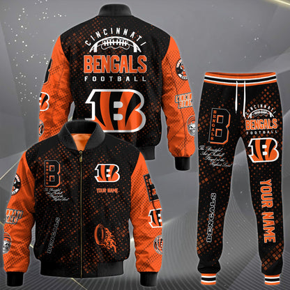 LIMITED EDITION - NEW CUSTOMIZED NFL16 CCB CINCINNATI BENGALS SATIN VARSITY JACKET & LONG PANTS