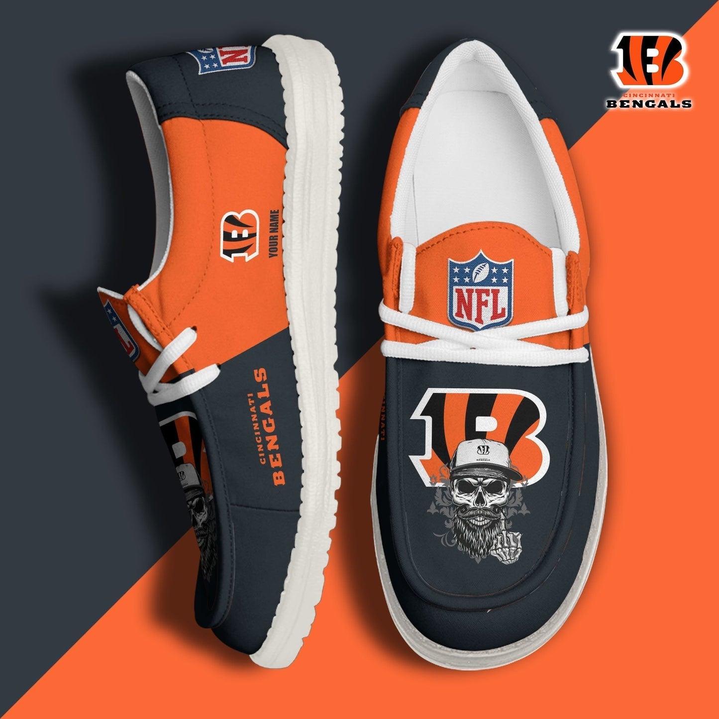 LIMITED EDITION - NEW CUSTOMIZED NFL16 CCB CINCINNATI BENGALS LOAFER SHOES
