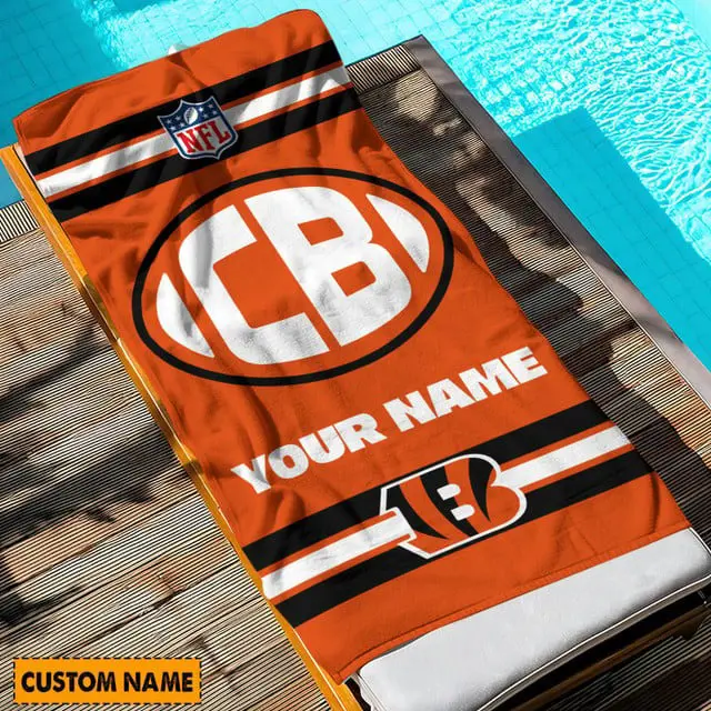 LIMITED EDITION - NEW CUSTOMIZED NFL16 CCB CINCINNATI BENGALS BEACH & BATH TOWEL (KIDS & ADULTS)