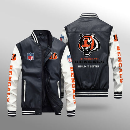 LIMITED EDITION - NEW CUSTOMIZED NFL16 CCB CINCINNATI BENGALS LEATHER BOMBER JACKET
