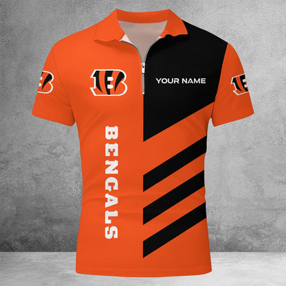 LIMITED EDITION - NEW CUSTOMIZED NFL16 CCB CINCINNATI BENGALS ZIP POLO SHIRT