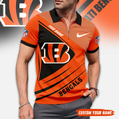 LIMITED EDITION - NEW CUSTOMIZED NFL16 CCB CINCINNATI BENGALS ZIP POLO SHIRT