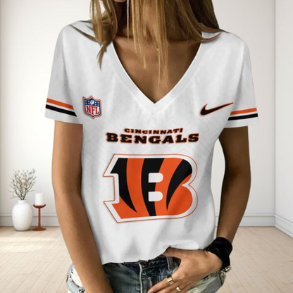 LIMITED EDITION - NEW CUSTOMIZED NFL16 CCB CINCINNATI BENGALS V-NECK FEMALE SHIRT