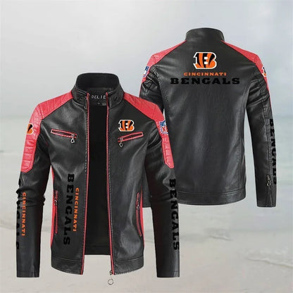 LIMITED EDITION - NEW CUSTOMIZED NFL16 CCB CINCINNATI BENGALS LEATHER BIKER JACKET