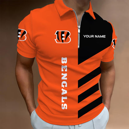 LIMITED EDITION - NEW CUSTOMIZED NFL16 CCB CINCINNATI BENGALS ZIP POLO SHIRT