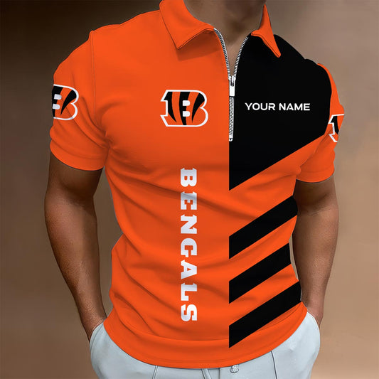 LIMITED EDITION - NEW CUSTOMIZED NFL16 CCB CINCINNATI BENGALS ZIP POLO SHIRT