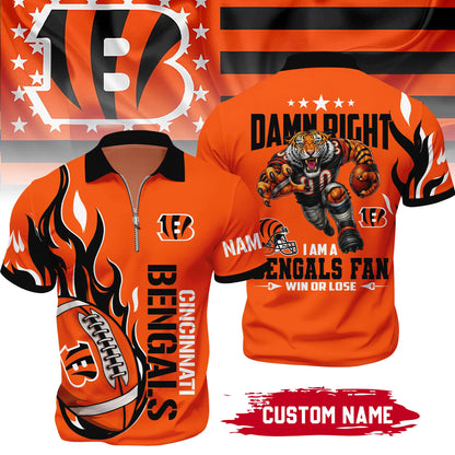 LIMITED EDITION - NEW CUSTOMIZED NFL16 CCB CINCINNATI BENGALS ZIP POLO SHIRT