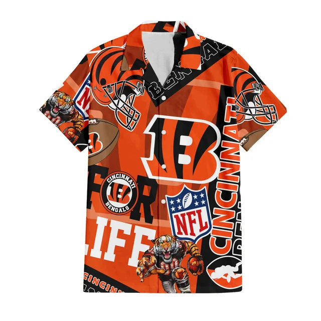 LIMITED EDITION - NEW CUSTOMIZED NFL16 CCB CINCINNATI BENGALS UNISEX HAWAIIAN SHIRT & SHORTS SET