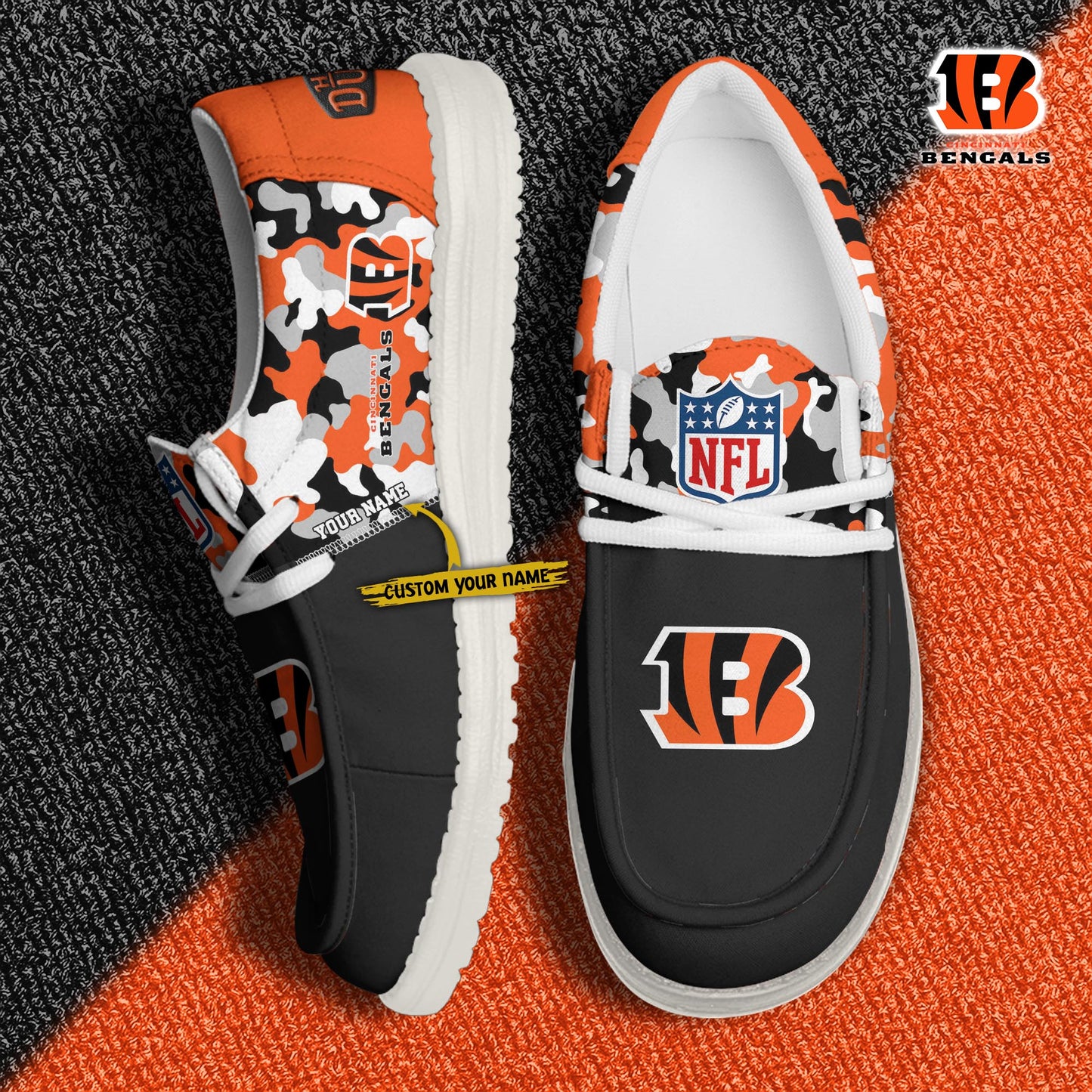 LIMITED EDITION - NEW CUSTOMIZED NFL16 CCB CINCINNATI BENGALS LOAFER SHOES