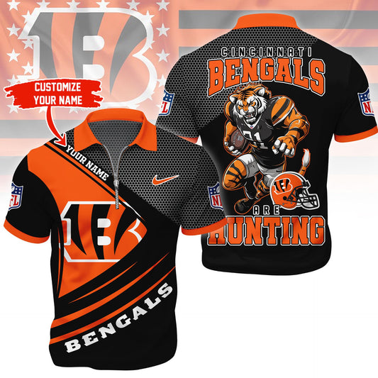 LIMITED EDITION - NEW CUSTOMIZED NFL16 CCB CINCINNATI BENGALS HARLEY-DAVIDSON POLO WITH ZIPPER SHIRT