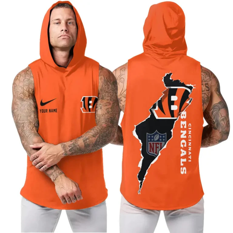 LIMITED EDITION - NEW CUSTOMIZED NFL16 CCB CINCINNATI BENGALS HOODED TANK TOP