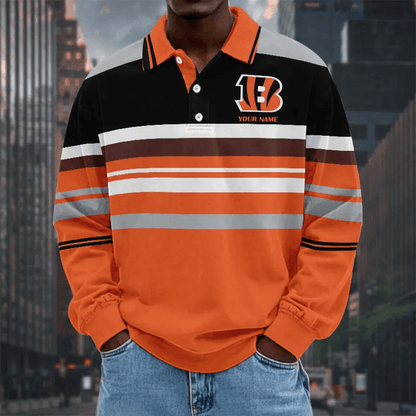 LIMITED EDITION - NEW CUSTOMIZED NFL16 CCB CINCINNATI BENGALS MEN LONG SLEEVE POLO