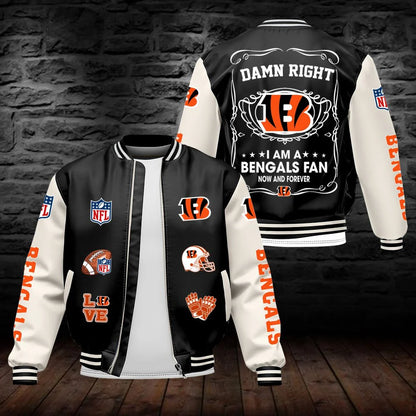 LIMITED EDITION - NEW CUSTOMIZED NFL16 CCB CINCINNATI BENGALS LEATHER BOMBER JACKET