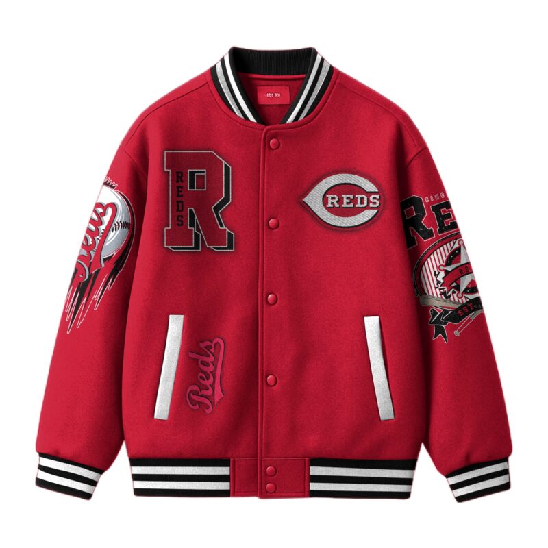 LIMITED EDITION - NEW CUSTOMIZED MLB05 CC REDS SATIN VARSITY & BASEBALL JACKET