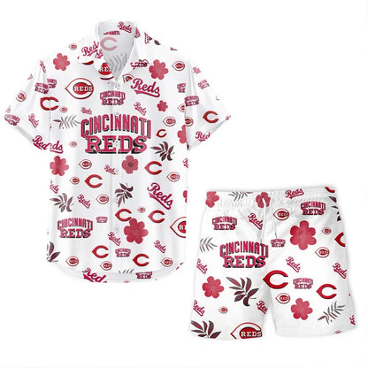 LIMITED EDITION - NEW CUSTOMIZED MLB05 CRS CINCINNATI REDS UNISEX HAWAIIAN SHIRT & SHORTS SET