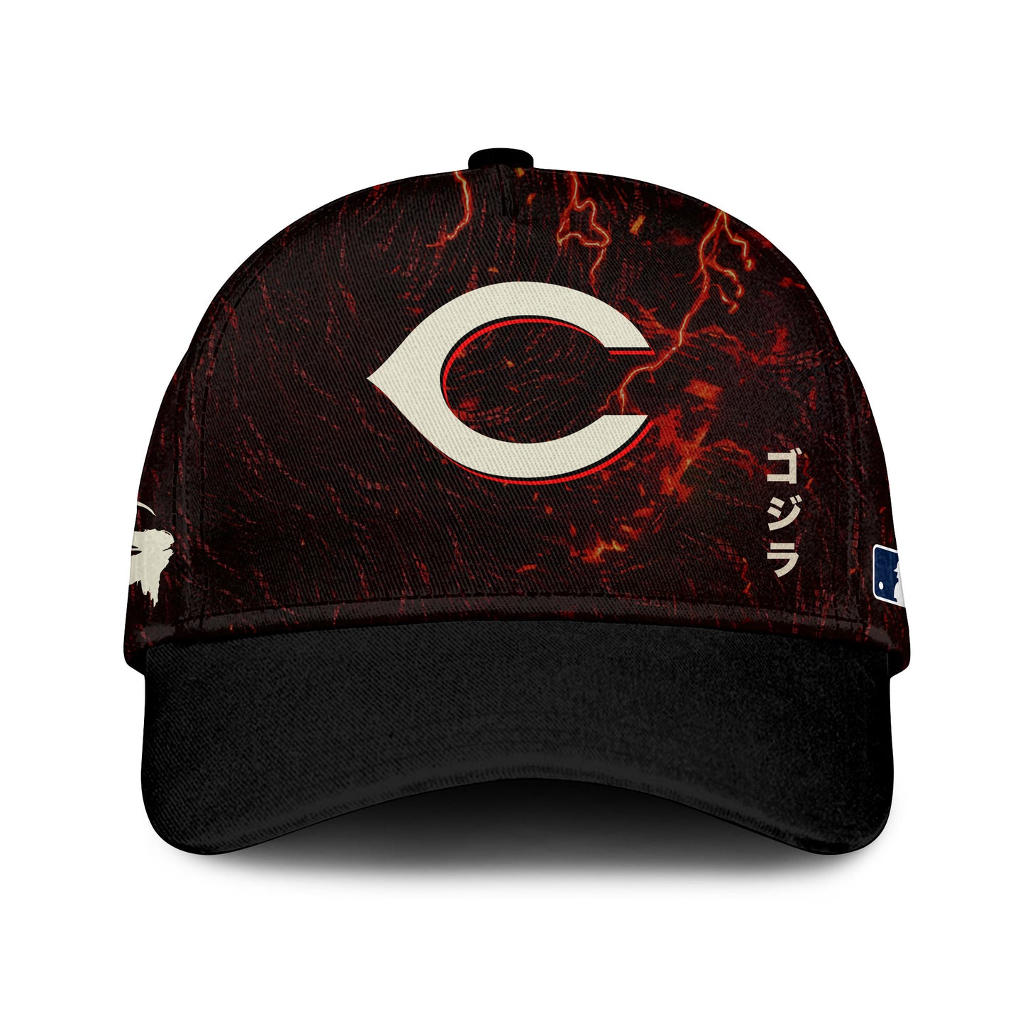 LIMITED EDITION - NEW CUSTOMIZED MLB05 CRS CINCINNATI REDS x GODZILLA BASEBALL JERSEY & CAP