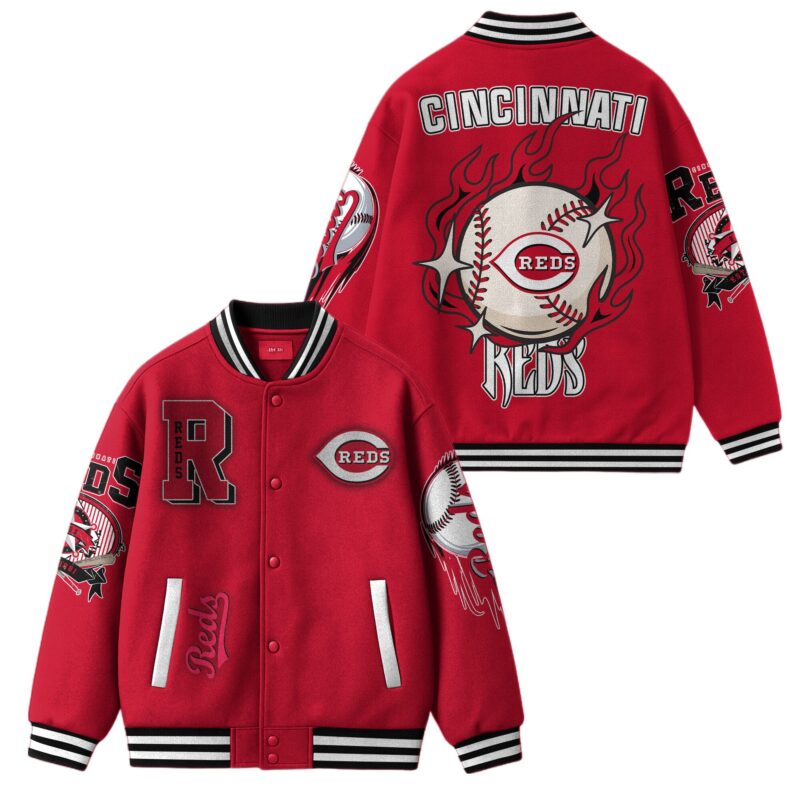 LIMITED EDITION - NEW CUSTOMIZED MLB05 CC REDS SATIN VARSITY & BASEBALL JACKET