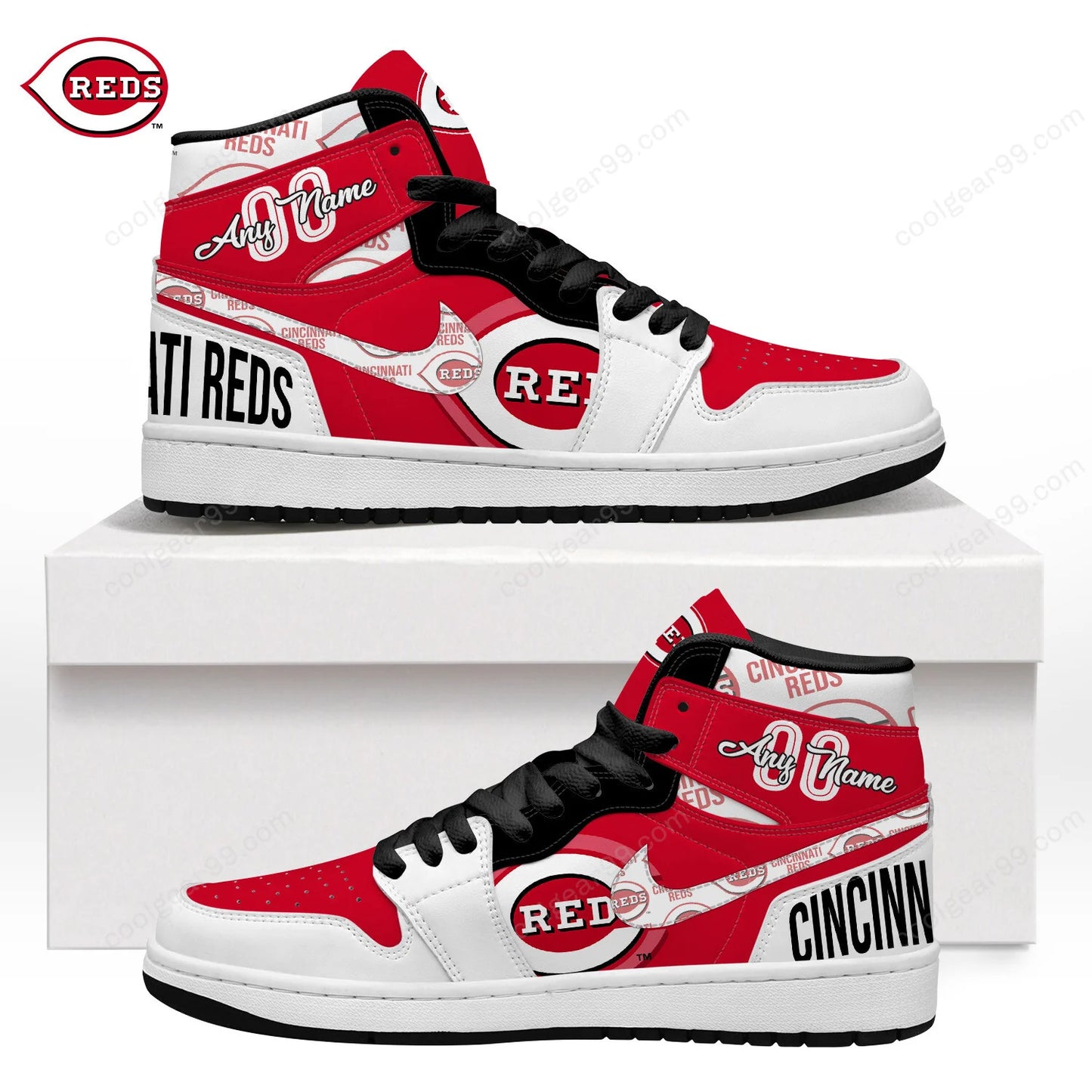 LIMITED EDITION - NEW CUSTOMIZED MLB05 CC REDS AIR JORDAN SNEAKERS