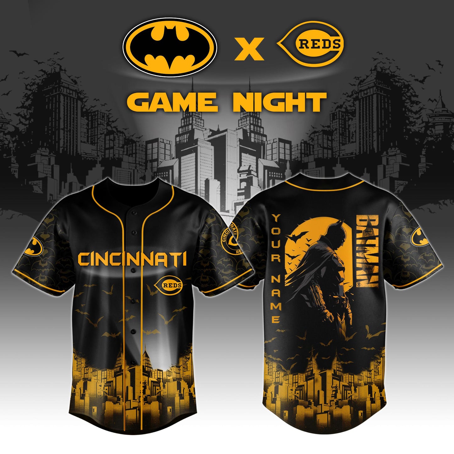 LIMITED EDITION - NEW CUSTOMIZED MLB05 CC REDS x BATMAN BASEBALL JERSEY