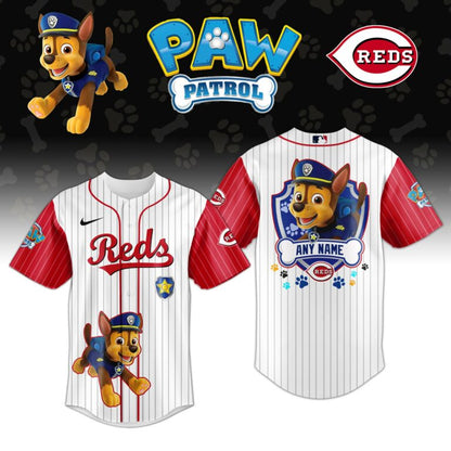 LIMITED EDITION - NEW CUSTOMIZED MLB05 CRS CINCINNATI REDS x PAW PATROL BASEBALL JERSEY & CAP