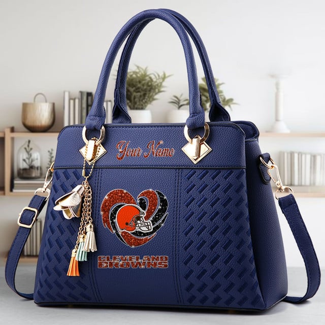 LIMITED EDITION - NEW CUSTOMIZED NFL29 CLB CLEVELAND BROWNS ZIP HANDBAG MULTICOLOR