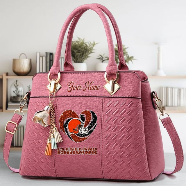 LIMITED EDITION - NEW CUSTOMIZED NFL29 CLB CLEVELAND BROWNS ZIP HANDBAG MULTICOLOR