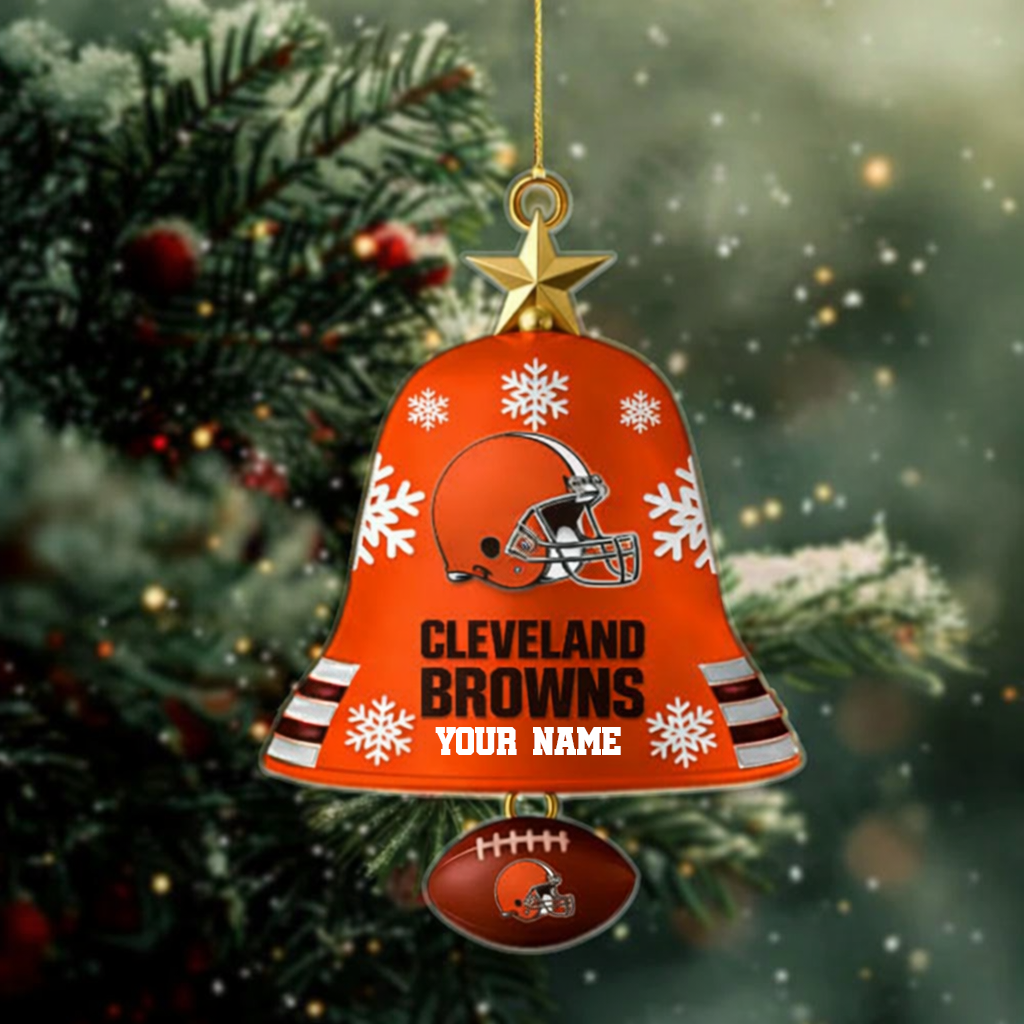 LIMITED EDITION - NEW CUSTOMIZED NFL29 CLB CLEVELAND BROWNS ACRYLIC CHRISTMAS BELL ORNAMENT