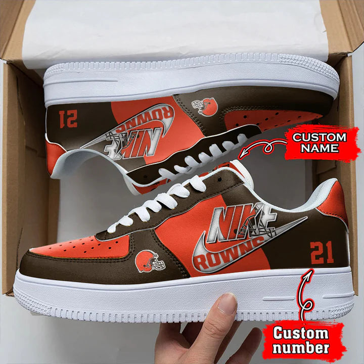 LIMITED EDITION - NEW CUSTOMIZED NFL29 CLB CLEVELAND BROWNS AF1 SNEAKERS