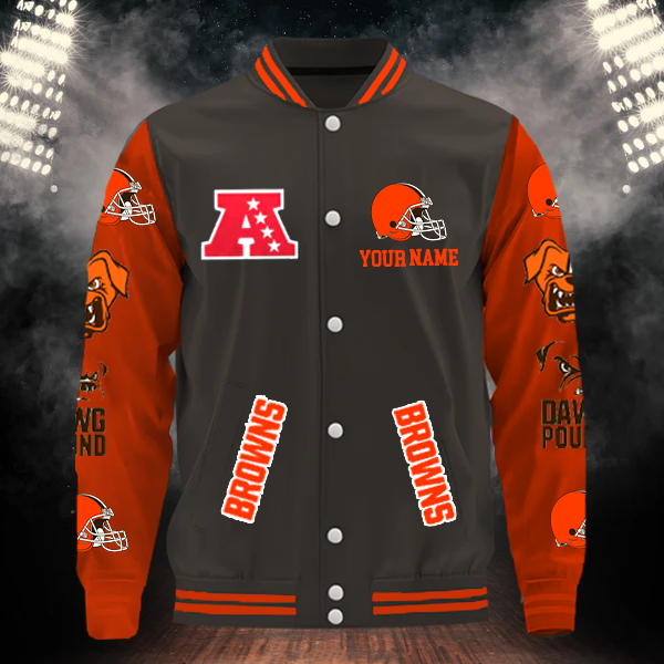 LIMITED EDITION - NEW CUSTOMIZED NFL29 CLB CLEVELAND BROWNS BASEBALL JACKET