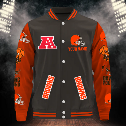 LIMITED EDITION - NEW CUSTOMIZED NFL29 CLB CLEVELAND BROWNS BASEBALL JACKET