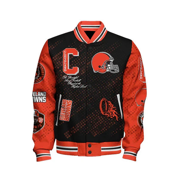LIMITED EDITION - NEW CUSTOMIZED NFL29 CLB CLEVELAND BROWNS SATIN VARSITY JACKET & BASEBALL JACKET