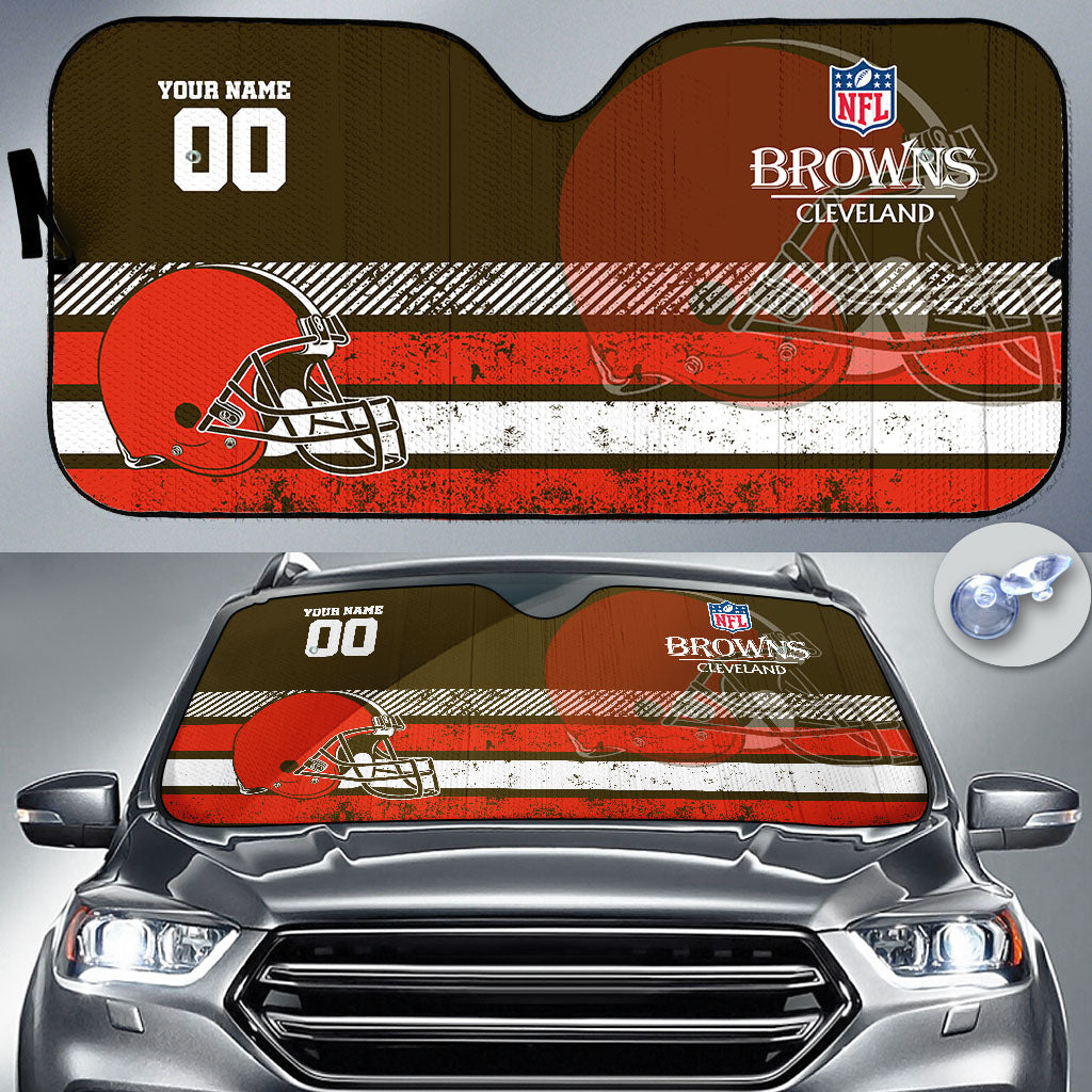 LIMITED EDITION - NEW CUSTOMIZED NFL29 CLB CLEVELAND BROWNS AUTO WINDSHIELD SHADE