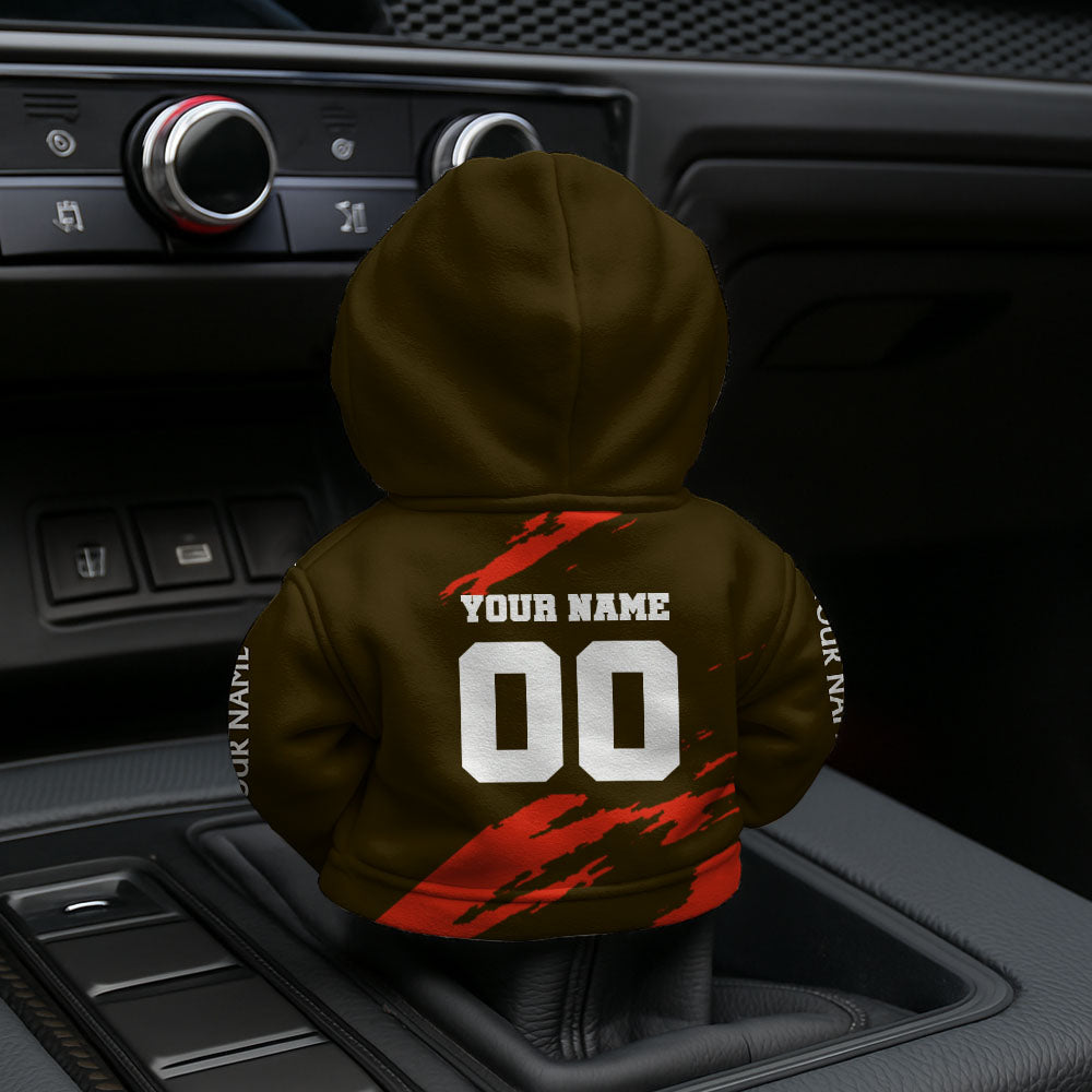 LIMITED EDITION - NEW CUSTOMIZED NFL29 CLB CLEVELAND BROWNS CAR HOODIE SHIFT KNOB COVER