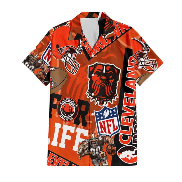 LIMITED EDITION - NEW CUSTOMIZED NFL29 CLB CLEVELAND BROWNS UNISEX HAWAIIAN SHIRT & SHORTS SET