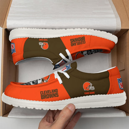 LIMITED EDITION - NEW CUSTOMIZED NFL29 CLB CLEVELAND BROWNS LOAFER SHOES