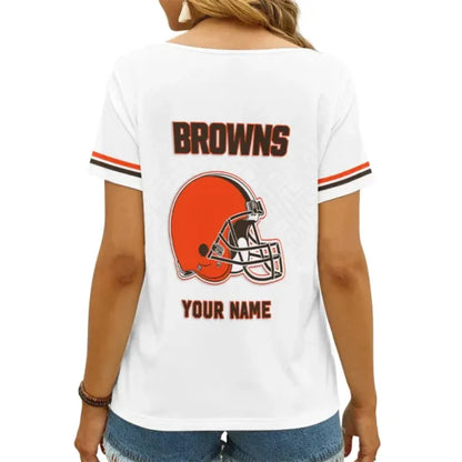 LIMITED EDITION - NEW CUSTOMIZED NFL29 CLB CLEVELAND BROWNS V-NECK FEMALE SHIRT