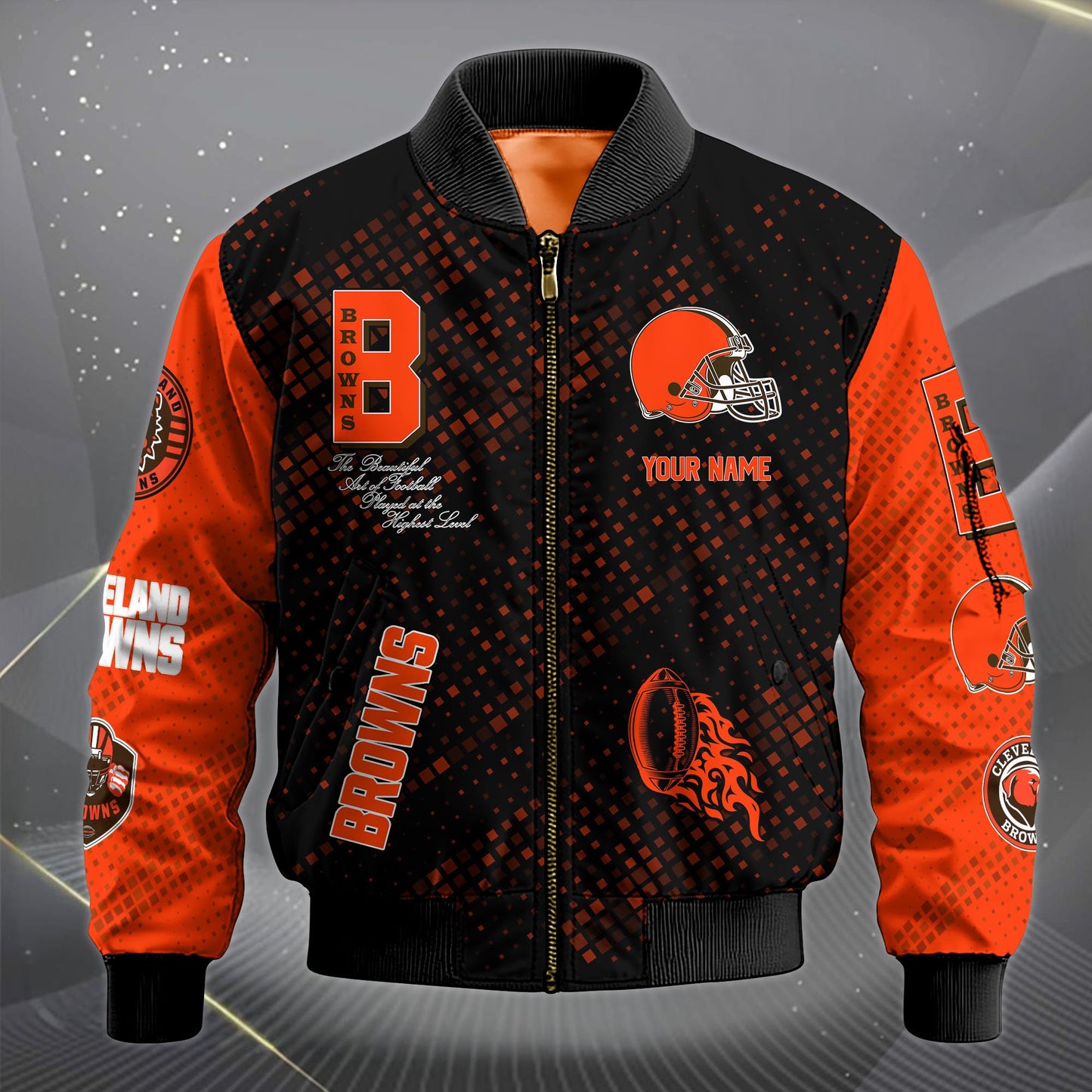 LIMITED EDITION - NEW CUSTOMIZED NFL29 CLB CLEVELAND BROWNS SATIN VARSITY JACKET & LONG PANTS