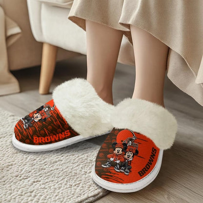 [SPECIAL OFFER] NEW CUSTOMIZED NFL29 CLB CLEVELAND BROWNS COTTON SLIPPERS