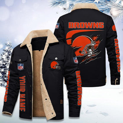 LIMITED EDITION - NEW CUSTOMIZED NFL29 CLB CLEVELAND BROWNS FLEECE JACKET