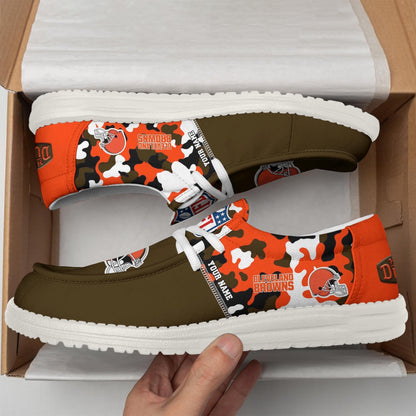LIMITED EDITION - NEW CUSTOMIZED NFL29 CLB CLEVELAND BROWNS LOAFER SHOES