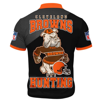 LIMITED EDITION - NEW CUSTOMIZED NFL29 CLB CLEVELAND BROWNS HARLEY-DAVIDSON POLO WITH ZIPPER SHIRT