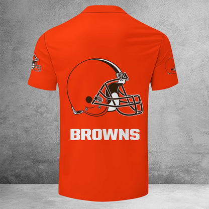 LIMITED EDITION - NEW CUSTOMIZED NFL29 CLB CLEVELAND BROWNS ZIP POLO SHIRT