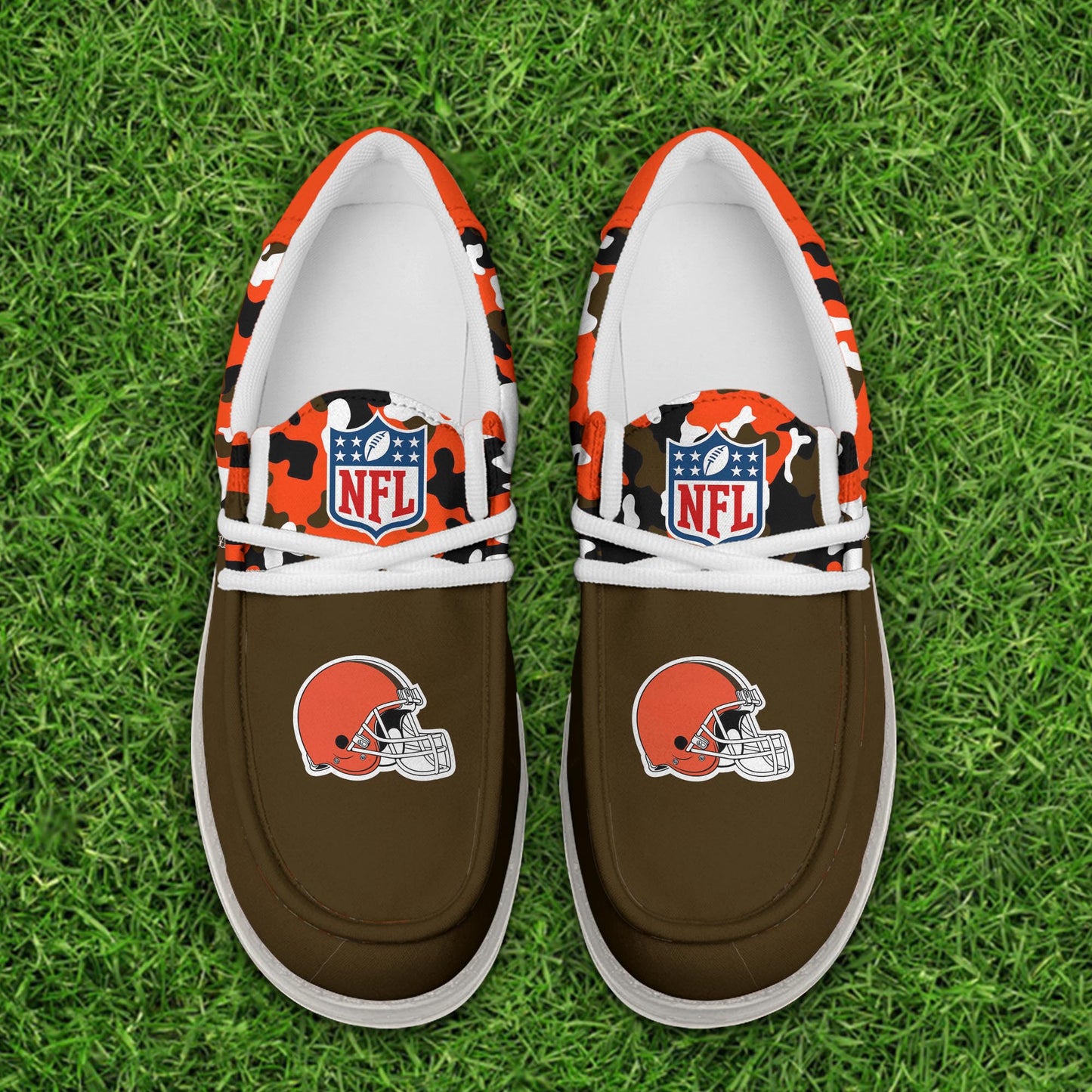 LIMITED EDITION - NEW CUSTOMIZED NFL29 CLB CLEVELAND BROWNS LOAFER SHOES