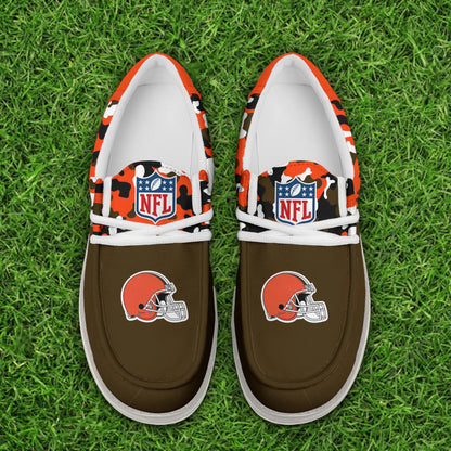 LIMITED EDITION - NEW CUSTOMIZED NFL29 CLB CLEVELAND BROWNS LOAFER SHOES