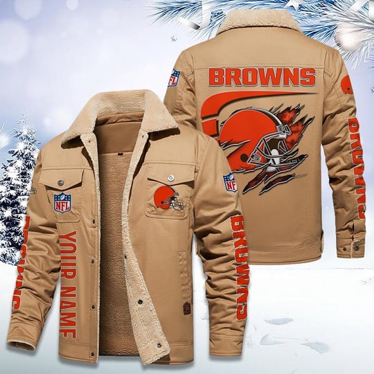 LIMITED EDITION - NEW CUSTOMIZED NFL29 CLB CLEVELAND BROWNS FLEECE JACKET