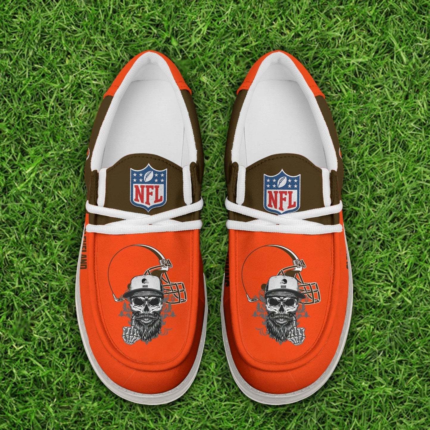 LIMITED EDITION - NEW CUSTOMIZED NFL29 CLB CLEVELAND BROWNS LOAFER SHOES