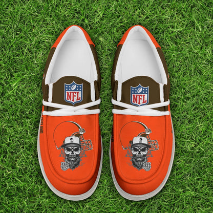 LIMITED EDITION - NEW CUSTOMIZED NFL29 CLB CLEVELAND BROWNS LOAFER SHOES