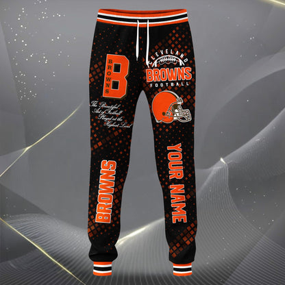 LIMITED EDITION - NEW CUSTOMIZED NFL29 CLB CLEVELAND BROWNS SATIN VARSITY JACKET & LONG PANTS